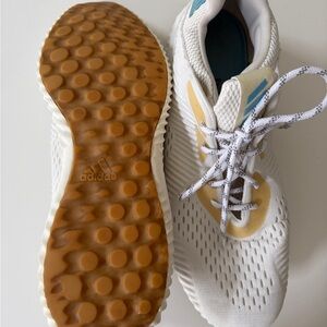 Adidas Mens Alphabounce White and Gold Sneakers